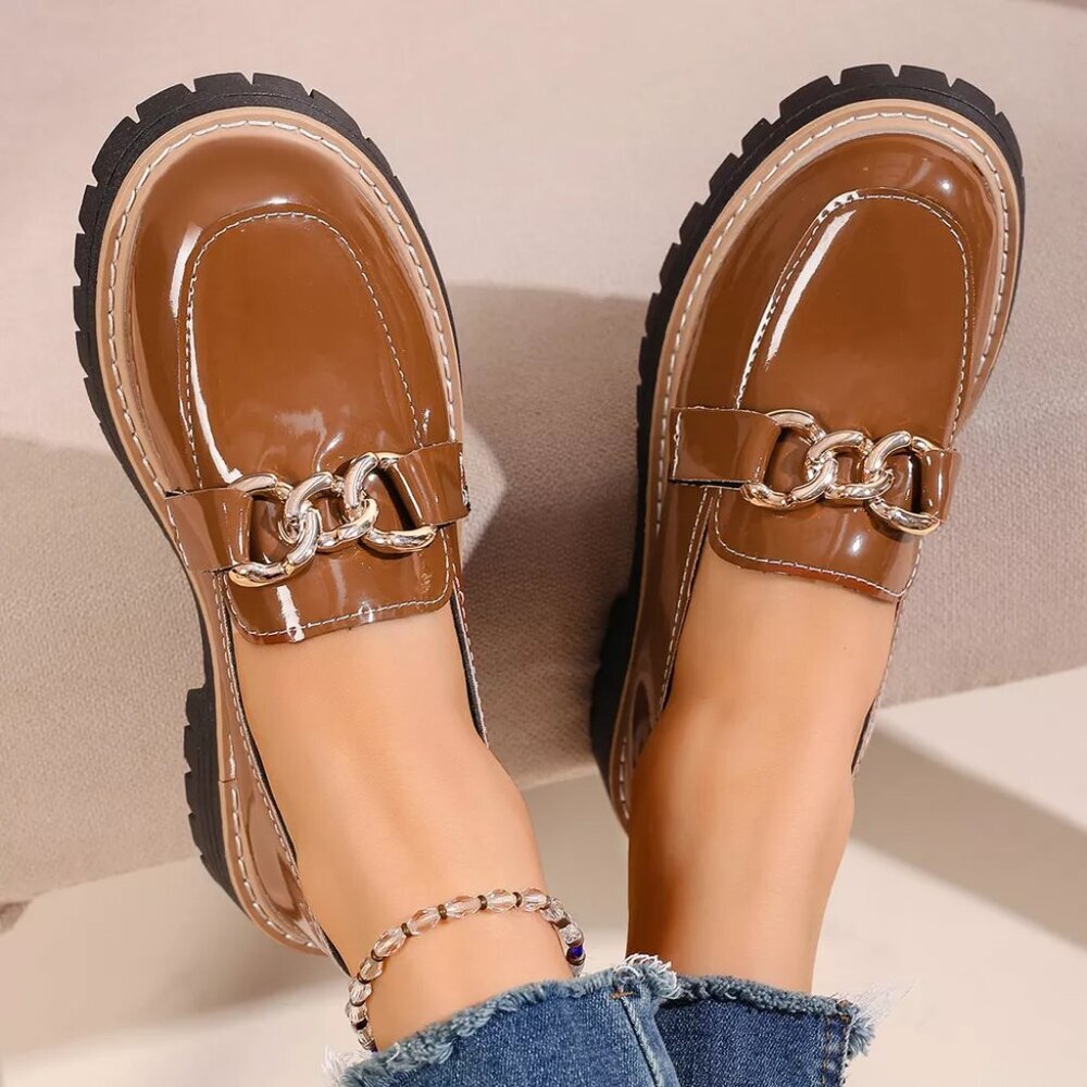 Chain Decor Chunky Loafers - Picture 2 of 7